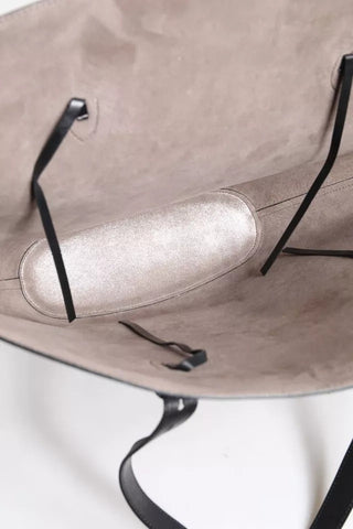 Brunello Cucinelli Black Leather Logo Shoulder Strap Shopping Tote Bag Brunello Cucinelli Retail Flare