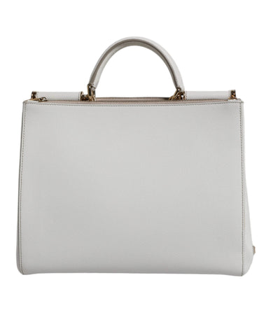 Dolce & Gabbana White Leather Logo Top Handle Tote Crossbody Bag Dolce & Gabbana Retail Flare