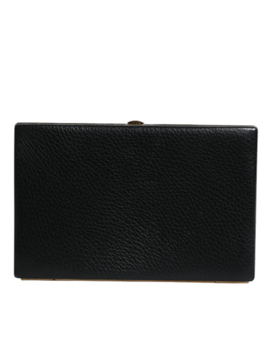 Dolce & Gabbana Black Leather Gold Frame Clutch Evening Party Purse Bag Dolce & Gabbana Retail Flare