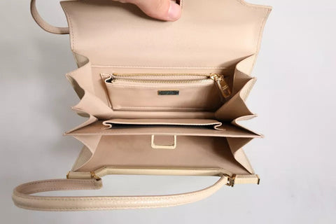 Dolce & Gabbana Beige Leather Ingrid Top Handle Shoulder Bag Dolce & Gabbana Retail Flare