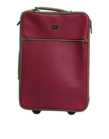 Dolce & Gabbana Fuchsia Khaki Leather Trolley Travel Wheel Suitcase Bag Dolce & Gabbana Retail Flare