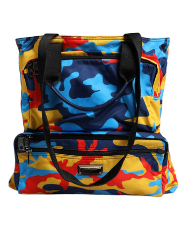 Dolce & Gabbana Multicolor Camouflage Nylon Shopping Tote Bag Dolce & Gabbana Retail Flare