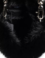 Dolce & Gabbana Black Faux Fur Silver Chain Crossbody Shoulder Purse Bag Dolce & Gabbana Retail Flare