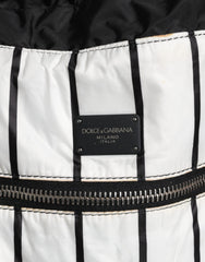 Dolce & Gabbana Black White Striped Polyester Drawstring Backpack Bag Dolce & Gabbana Retail Flare