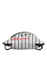Dolce & Gabbana Black White Striped Polyester Drawstring Backpack Bag Dolce & Gabbana Retail Flare
