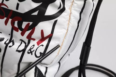 Dolce & Gabbana Black White Striped Polyester Drawstring Backpack Bag Dolce & Gabbana Retail Flare