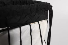 Dolce & Gabbana Black White Striped Polyester Drawstring Backpack Bag Dolce & Gabbana Retail Flare