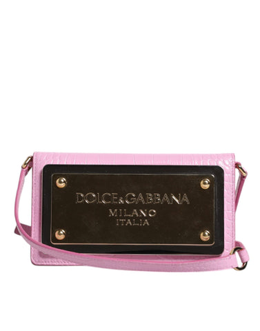 Dolce & Gabbana Pink Exotic Leather Logo Plaque Crossbody Bag Dolce & Gabbana Retail Flare