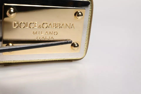 Dolce & Gabbana Gold Leather DG Logo Plaque Zip Around Clutch Bag Dolce & Gabbana Retail Flare