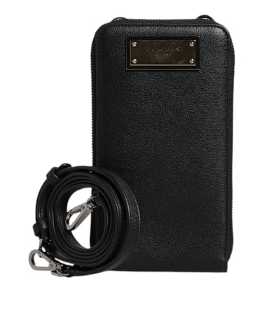 Dolce & Gabbana Black Leather Purse Crossbody Sling Phone Bag Dolce & Gabbana Retail Flare