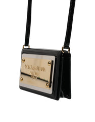 Dolce & Gabbana Black Patent Leather Logo Plaque Crossbody Bag Dolce & Gabbana Retail Flare