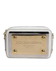 Dolce & Gabbana White Leather Logo Plaque Crossbody Bag Dolce & Gabbana Retail Flare
