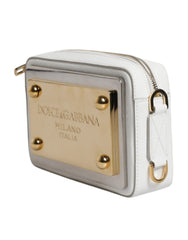 Dolce & Gabbana White Leather Logo Plaque Crossbody Bag Dolce & Gabbana Retail Flare