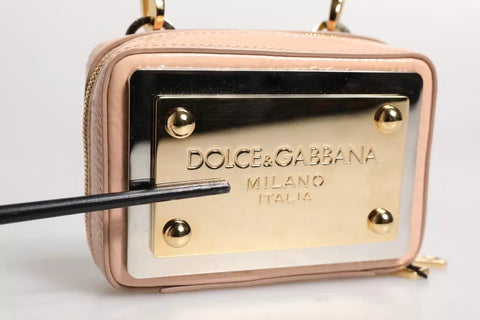 Dolce & Gabbana Nude Leather Logo Plaque Crossbody Bag Dolce & Gabbana Retail Flare