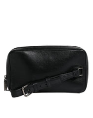 Dolce & Gabbana Black Leather LED Logo Wrist Strap Clutch Bag Dolce & Gabbana Retail Flare