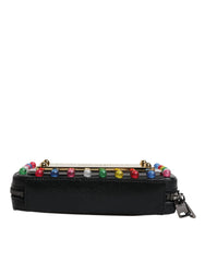 Dolce & Gabbana Black Leather LED Logo Wrist Strap Clutch Bag Dolce & Gabbana Retail Flare