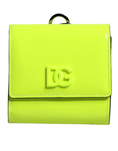 Dolce & Gabbana Yellow Green Bifold DG Logo Neck Strap Cardholder Wallet Dolce & Gabbana Retail Flare