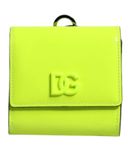 Dolce & Gabbana Yellow Green Bifold DG Logo Neck Strap Cardholder Wallet Dolce & Gabbana Retail Flare