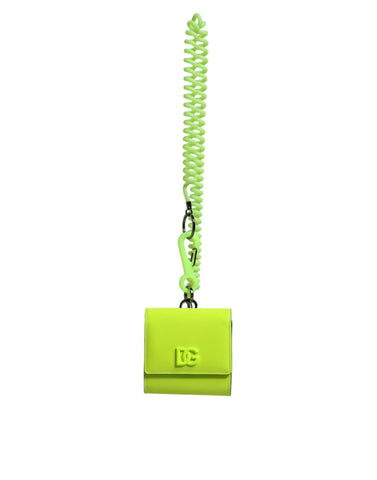 Dolce & Gabbana Yellow Green Bifold DG Logo Neck Strap Cardholder Wallet Dolce & Gabbana Retail Flare