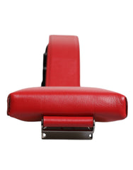 Dolce & Gabbana Red Leather Logo Zip Around Card Holder Wide Strap Wallet Dolce & Gabbana Retail Flare