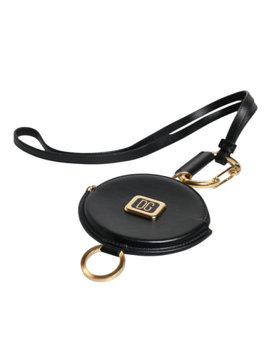 Dolce & Gabbana Black Round Leather DG Logo Coin Purse Lanyard Wallet Dolce & Gabbana Retail Flare
