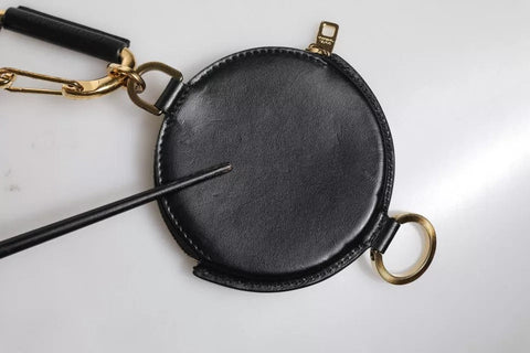 Dolce & Gabbana Black Round Leather DG Logo Coin Purse Lanyard Wallet Dolce & Gabbana Retail Flare