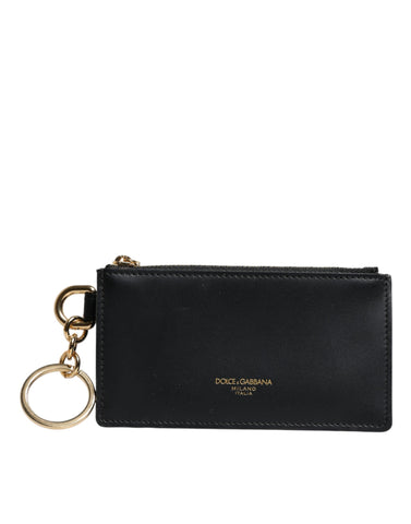 Dolce & Gabbana Black Calfskin Leather DG Logo Card Holder Wallet Dolce & Gabbana Retail Flare