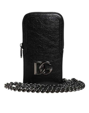 Dolce & Gabbana Black Leather Purse Crossbody Chain Sling Phone Bag Dolce & Gabbana Retail Flare