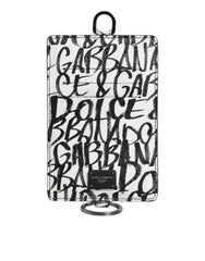 Dolce & Gabbana White Leather Lanyard Logo Print Card Holder Wallet Dolce & Gabbana Retail Flare