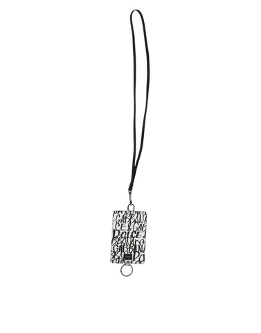 Dolce & Gabbana White Leather Lanyard Logo Print Card Holder Wallet Dolce & Gabbana Retail Flare