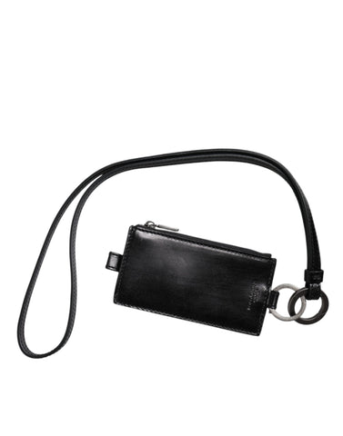 Dolce & Gabbana Black Horse Leather Lanyard Logo Card Holder Wallet Dolce & Gabbana Retail Flare