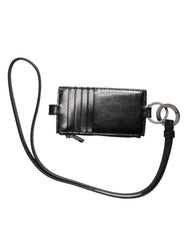 Dolce & Gabbana Black Horse Leather Lanyard Logo Card Holder Wallet Dolce & Gabbana Retail Flare