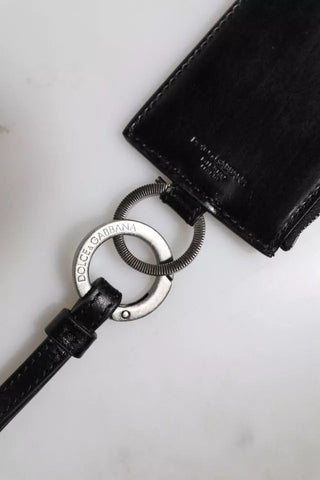 Dolce & Gabbana Black Horse Leather Lanyard Logo Card Holder Wallet Dolce & Gabbana Retail Flare