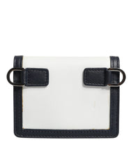 Dolce & Gabbana White Blue Leather Bifold Crossbody Sling Wallet Dolce & Gabbana Retail Flare