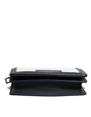 Dolce & Gabbana White Blue Leather Bifold Crossbody Sling Wallet Dolce & Gabbana Retail Flare