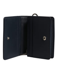 Dolce & Gabbana White Blue Leather Bifold Crossbody Sling Wallet Dolce & Gabbana Retail Flare