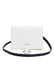 Dolce & Gabbana White Blue Leather Bifold Crossbody Sling Wallet Dolce & Gabbana Retail Flare
