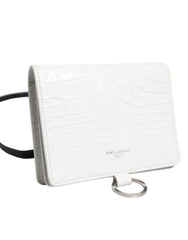 Dolce & Gabbana White Blue Leather Bifold Crossbody Sling Wallet Dolce & Gabbana Retail Flare