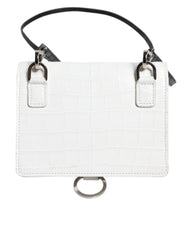 Dolce & Gabbana White Blue Leather Bifold Crossbody Sling Wallet Dolce & Gabbana Retail Flare