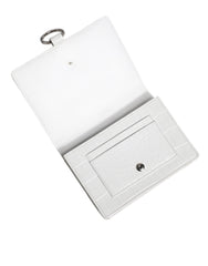 Dolce & Gabbana White Blue Leather Bifold Crossbody Sling Wallet Dolce & Gabbana Retail Flare