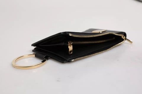 Dolce & Gabbana Black Leather Logo Plaque Neck Strap Card Coin Wallet Dolce & Gabbana Retail Flare