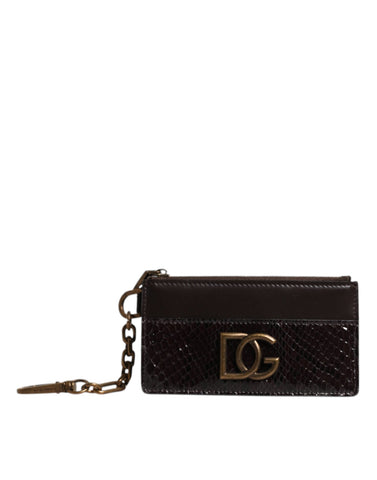 Dolce & Gabbana Brown Exotic Leather DG Logo Card Holder Wallet Dolce & Gabbana Retail Flare