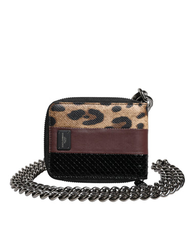 Dolce & Gabbana Multicolor Leopard Leather DG Bifold Card Holder Wallet Dolce & Gabbana Retail Flare