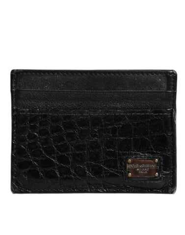 Dolce & Gabbana Black Leather Card Holder Case DG Logo Plaque Wallet Dolce & Gabbana Retail Flare