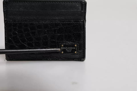 Dolce & Gabbana Black Leather Card Holder Case DG Logo Plaque Wallet Dolce & Gabbana Retail Flare