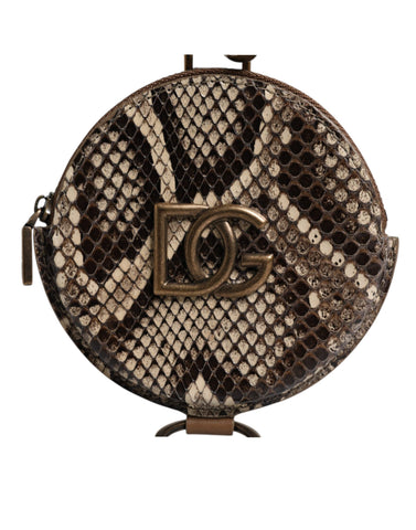 Dolce & Gabbana Brown Round Leather DG Logo Coin Purse Lanyard Wallet Dolce & Gabbana Retail Flare