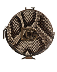 Dolce & Gabbana Brown Round Leather DG Logo Coin Purse Lanyard Wallet Dolce & Gabbana Retail Flare