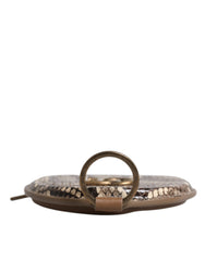 Dolce & Gabbana Brown Round Leather DG Logo Coin Purse Lanyard Wallet Dolce & Gabbana Retail Flare