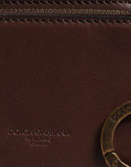 Dolce & Gabbana Brown Leather Zip Logo Keyring Coin Purse Keyring Wallet Dolce & Gabbana Retail Flare