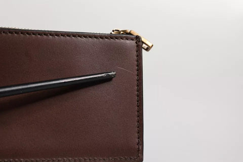 Dolce & Gabbana Brown Leather Zip Logo Keyring Coin Purse Keyring Wallet Dolce & Gabbana Retail Flare